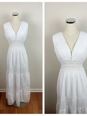 Cotton Natural White Maxi Dress Peru 100% cotton Bohemian Boho